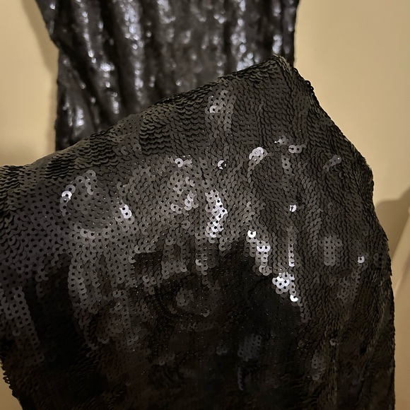 Kay Unger Navy Blue Sequin Formal Gown | Cap Sleeve | Scoop Neck | Sz 16 | A06 - Picture 10 of 12